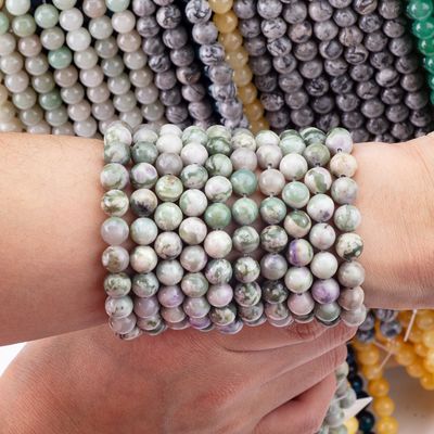 Perle ronde de jade chanceux pierre précieuse de cristal naturel taille de perle différente fils de perle en vrac pour la fabrication de bijoux bricolage