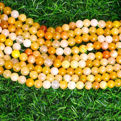 Jade jaune foncé Perle ronde pierre précieuse de cristal naturel Perle de taille différente Franges de perles lâches pour la fabrication de bijoux bricolage