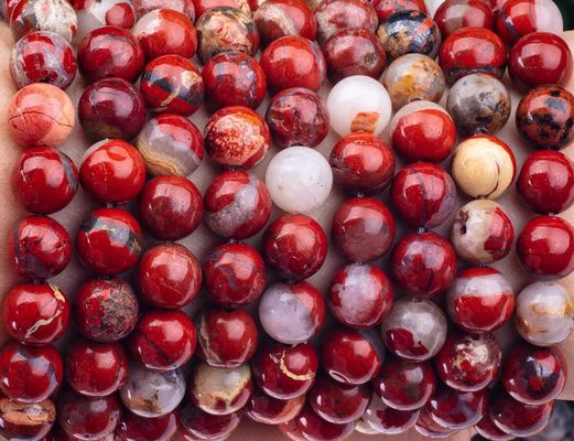 Perles rondes de jaspe rouge pierre précieuse de cristal naturel Perles de taille différente Franges de perles lâches pour la fabrication de bijoux bricolage