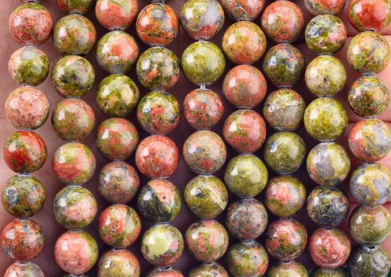 Une perle ronde en unakite pierre précieuse de cristal naturel taille de perle différente fils de perle en vrac pour la fabrication de bijoux DIY