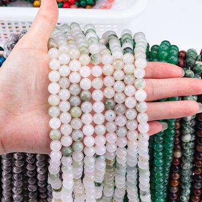 Tian Shan Jade vert Perle ronde pierre précieuse de cristal naturel Perle de taille différente Franges de perles lâches pour la fabrication de bijoux bricolage