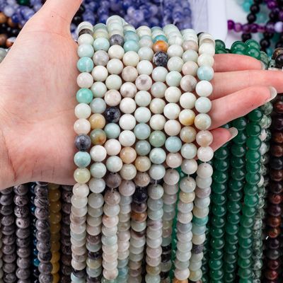 Perles rondes en amazonite pierre précieuse de cristal naturel taille de perle différente fils de perle en vrac pour la fabrication de bijoux bricolage