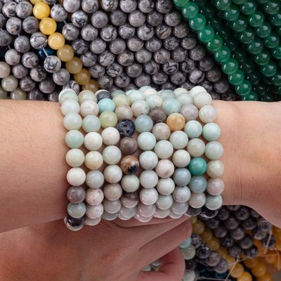 Perles rondes en amazonite pierre précieuse de cristal naturel taille de perle différente fils de perle en vrac pour la fabrication de bijoux bricolage