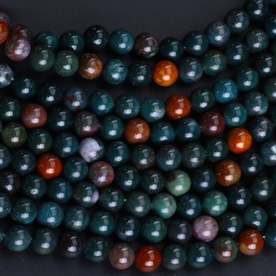 Pierre de sang Perle ronde cristal naturel pierre précieuse Franges de perles lâches pour la fabrication de bijoux bricolage