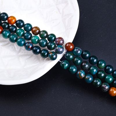 Pierre de sang Perle ronde cristal naturel pierre précieuse Franges de perles lâches pour la fabrication de bijoux bricolage