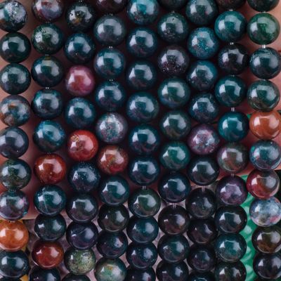 Pierre de sang Perle ronde cristal naturel pierre précieuse Franges de perles lâches pour la fabrication de bijoux bricolage
