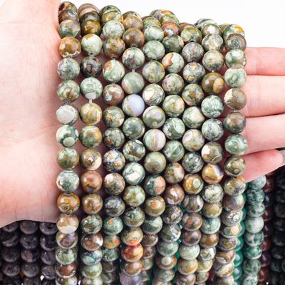 Des perles rondes de jaspe de Kambaba en cristal naturel de pierre précieuse, des fils de perles en vrac pour la fabrication de bijoux
