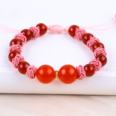 8 mm œil de tigre vert et rouge calcédoine corde tressée réglable bracelet de perle d'équilibre