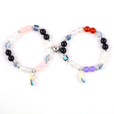 8 mm Coloriage en cristal naturel Amitié bijoux Distance Bracelet Cœurs aimants Bracelet Pour cadeau
