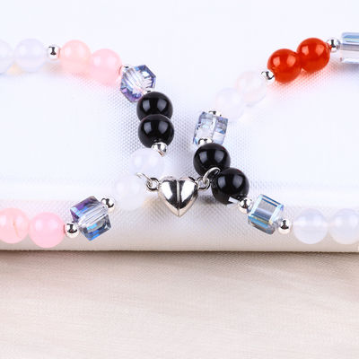 8 mm Coloriage en cristal naturel Amitié bijoux Distance Bracelet Cœurs aimants Bracelet Pour cadeau