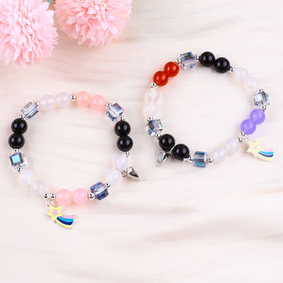 8 mm Coloriage en cristal naturel Amitié bijoux Distance Bracelet Cœurs aimants Bracelet Pour cadeau