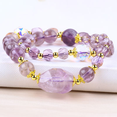 Double couche violette Azeztulite 12 mm 14 mm Bracelet à perles OEM ODM