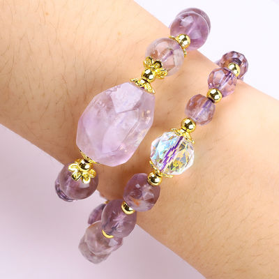 Double couche violette Azeztulite 12 mm 14 mm Bracelet à perles OEM ODM