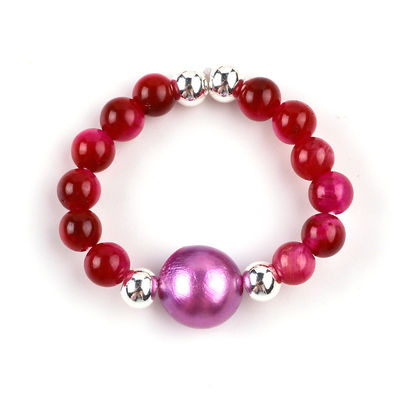 4 mm Ring à perles en pierre précieuse faite à la main réglable élastique Rose Rouge Oeil de tigre Ring de pierre pour la fête port quotidien