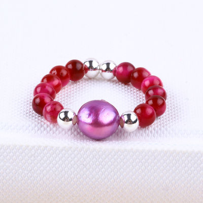 4 mm Ring à perles en pierre précieuse faite à la main réglable élastique Rose Rouge Oeil de tigre Ring de pierre pour la fête port quotidien