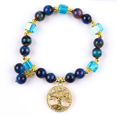 Cristaux naturels de guérison 8 mm Rainbow Tiger Eye Arbre de vie Bracelet à perles pour le port quotidien