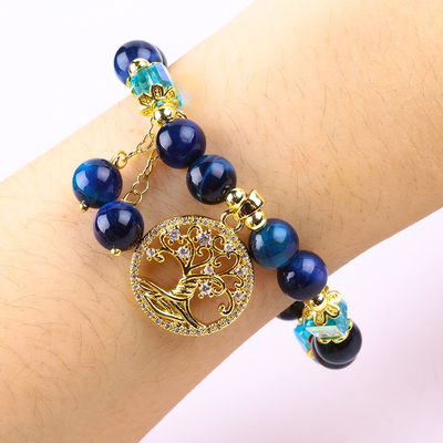 Cristaux naturels de guérison 8 mm Rainbow Tiger Eye Arbre de vie Bracelet à perles pour le port quotidien