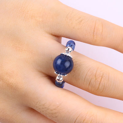 Anneau à perles en pierre précieuse de 4 mm fait à la main, réglable, élastique, en solite, en pierre, pour les fêtes.