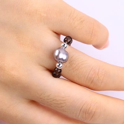 Anneau à perles en pierre précieuse de 4 mm fait à la main, réglable, élastique, de couleur thé, en pierre de citrine, avec peau, pour un usage quotidien