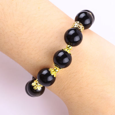 Pierre semi-précieuse Obsidienne dorée avec argent Obsidienne papillon Boucle en forme de perle Bracelet