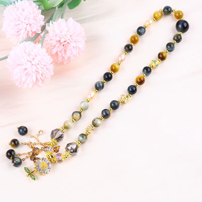 Unique 8 mm avec le rêve de Tiger Eye SunFlower Spinner Charm Blessing Crystal Double Couche Bracelet