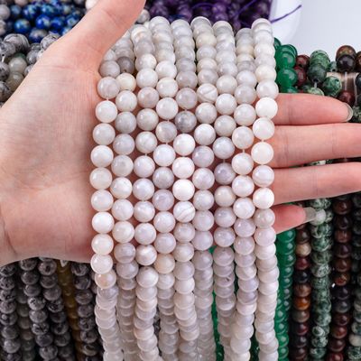 8 mm Blanc Lacet Fou Agate Perles lâches OEM ODM Pour l'artisanat de bricolage
