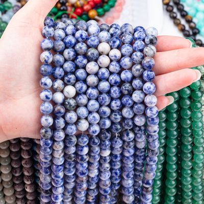 Pierre bleue naturelle spirituelle 8 mm perle ronde pour bijoux faits à la main et porte-clés
