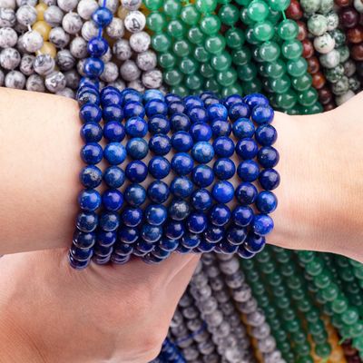 Pierre semi-précieuse Lapis Lazuli Perle ronde Cristal pierre précieuse Franges de perles lâches pour la fabrication de bijoux bricolage