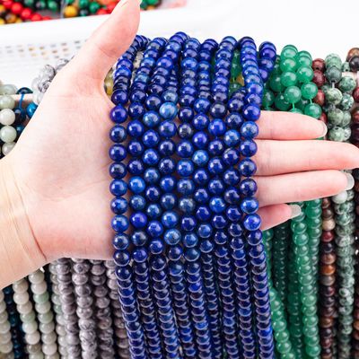 Pierre semi-précieuse Lapis Lazuli Perle ronde Cristal pierre précieuse Franges de perles lâches pour la fabrication de bijoux bricolage