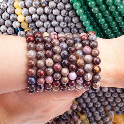 8 mm de jaspe de bois de pierre de cristal réel perles rondes en vrac pour bijoux à perles faits à la main