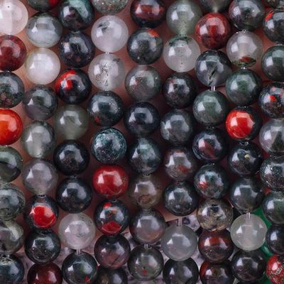 8 mm de pierre de sang africaine pierre précieuse de guérison des perles de pierre de cristal pour la fabrication de bijoux