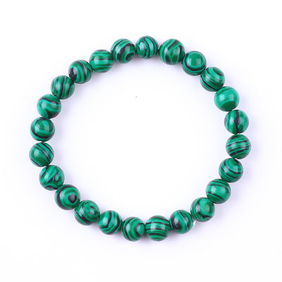 Bracelet en perles de guérison anti-anxiété élastique naturel vert malachite