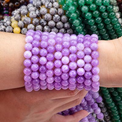 Perles de pierre précieuse de jade violette de 8 mm Perles de pierre de cristal pour la fabrication de bijoux