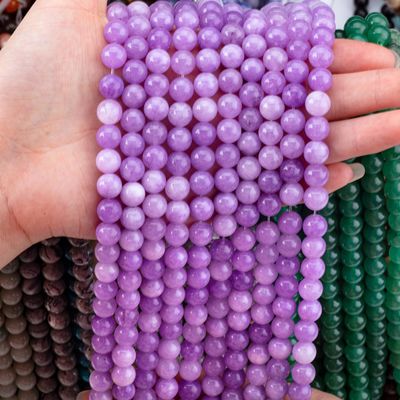 Perles de pierre précieuse de jade violette de 8 mm Perles de pierre de cristal pour la fabrication de bijoux