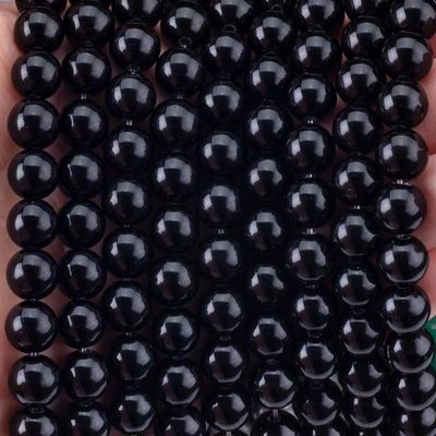 Obsidienne noire de cristal naturel 8 mm perle de pierre précieuse ronde et lâche pour la fabrication de bijoux