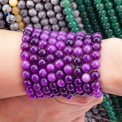 Perles de pierre précieuse de jade violette foncée de 8 mm Perles de pierre de cristal pour la fabrication de bijoux