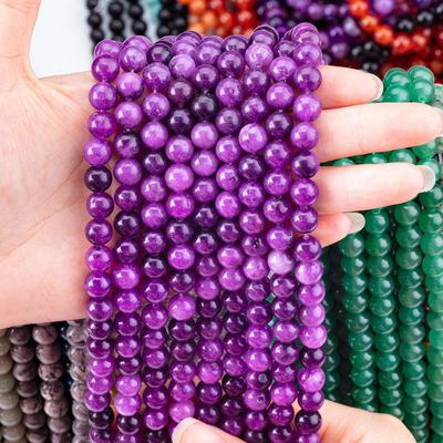Perles de pierre précieuse de jade violette foncée de 8 mm Perles de pierre de cristal pour la fabrication de bijoux