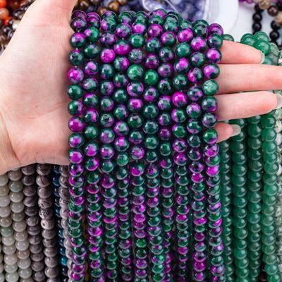 Perles de pierre précieuse de 8 mm de l'épidote Perles de rubis foncé de zoisite Perles de pierre précieuse de guérison Perles de pierre de cristal Perles pour la fabrication de bijoux