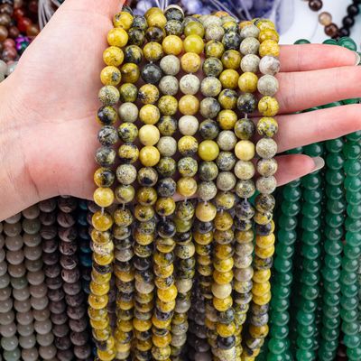 pierre précieuse polissée 6 mm 8 mm perles de Howlite jaune pour la fabrication artisanale