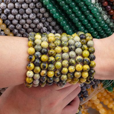 pierre précieuse polissée 6 mm 8 mm perles de Howlite jaune pour la fabrication artisanale