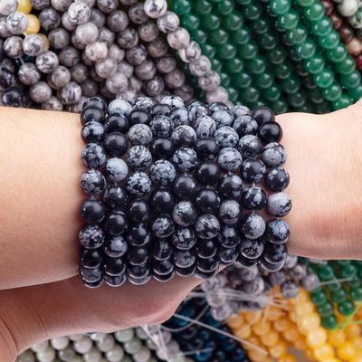 8 mm Neige noire Obsidian Perles de pierre précieuse Pour la fabrication de bijoux