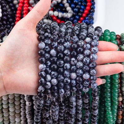 8 mm Neige noire Obsidian Perles de pierre précieuse Pour la fabrication de bijoux