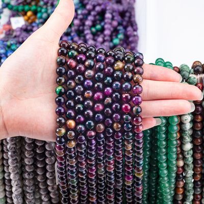 pierre précieuse de cristal naturel arc-en-ciel tigre oeil de perle lâche fils de pierre semi-précieuse pour faire soi-même bijoux