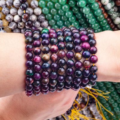 pierre précieuse de cristal naturel arc-en-ciel tigre oeil de perle lâche fils de pierre semi-précieuse pour faire soi-même bijoux