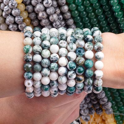8mm Agate de l'arbre Perles de pierre précieuse de guérison Perles de pierre de cristal pour la fabrication de bijoux