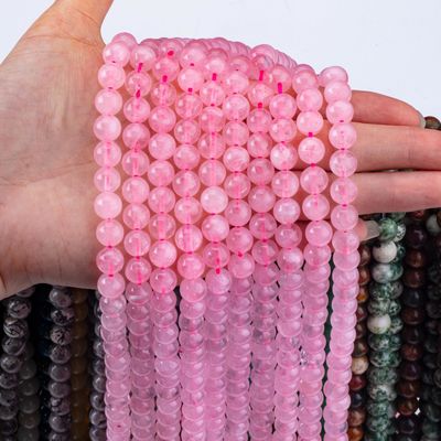 Pierre naturelle de cristal de pierre précieuse rose quartz à perles lâches semi-précieuse pour la fabrication de bijoux bricolage