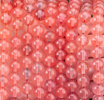 Rose Cherry Quartz à perles lâches Filament de pierre semi-précieuse pastèque Quartz rouge pour la fabrication de bijoux