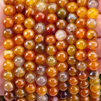 Spirituel naturel plus sombre jaune Dragon Agate 8MM rond Perle lâche pour bijoux faits à la main et porte-clés