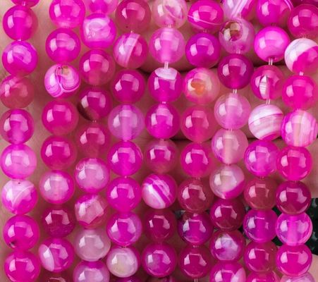 Agate à rayures de fuchsia naturel à perles lâches pour la fabrication de bijoux