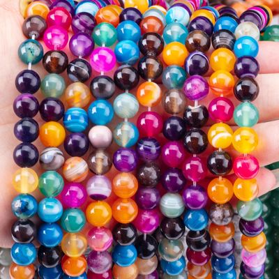 Arc-en-ciel dépouillé d'agate à perles lâches Filament de pierre semi-précieuse pour la fabrication de bijoux bricolage